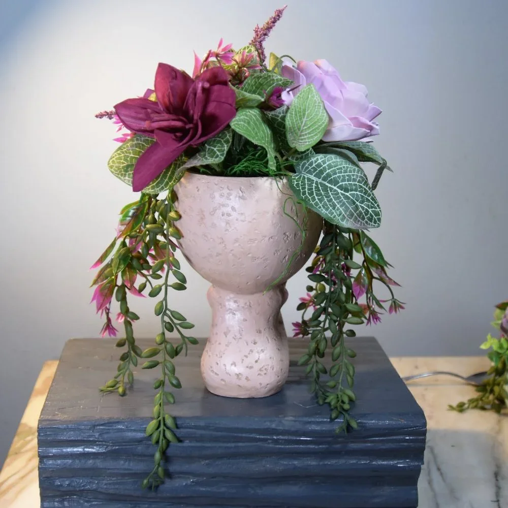 UNIQUE Peace & serenity vase with Sola wood lotus and lilies dyed and airbrushed